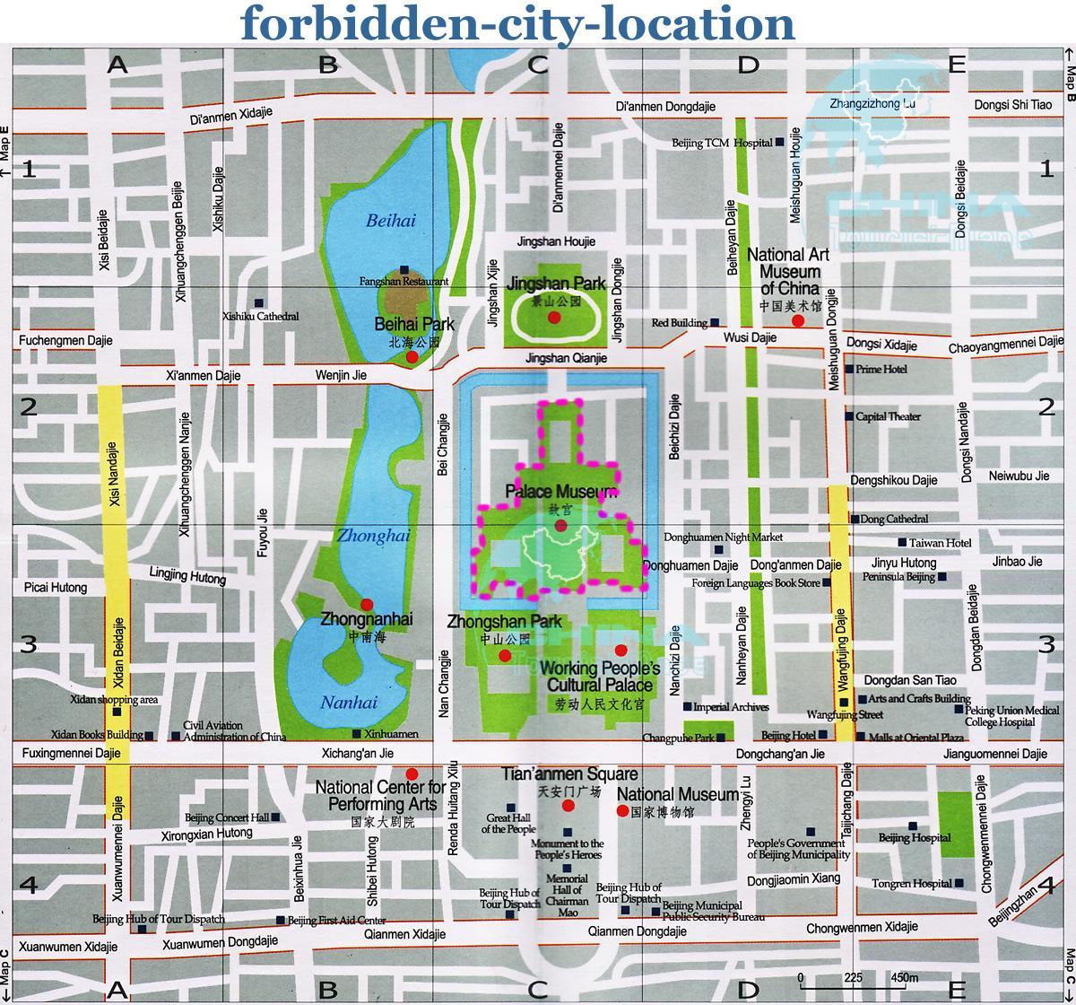 नक्शे के फॉरबिडन सिटी के नक्शे में विस्तृत
