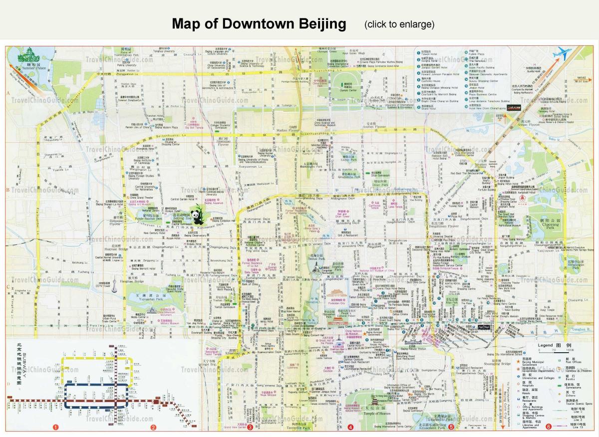 बीजिंग दर्शनीय स्थलों की यात्रा के नक्शे