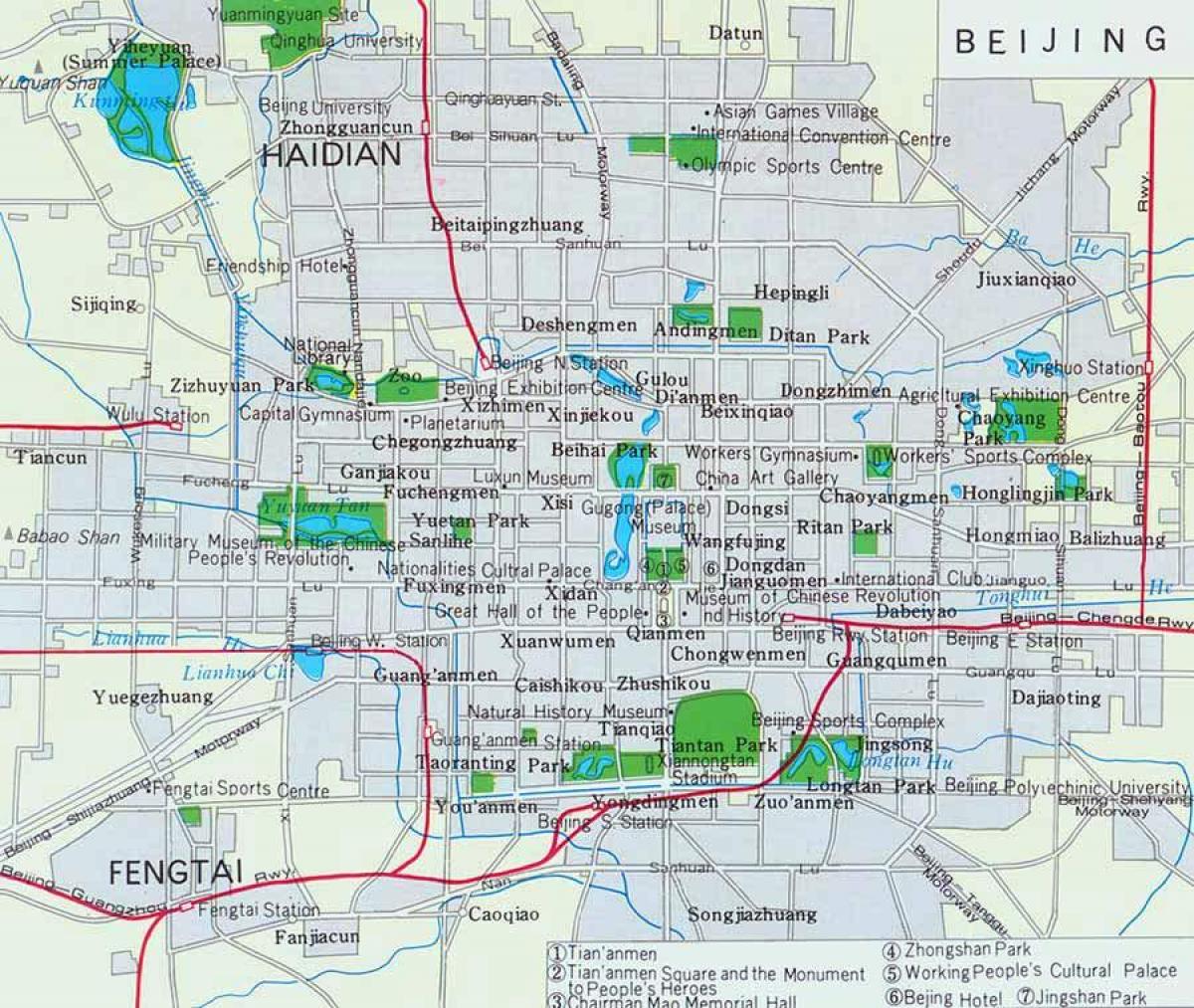 बीजिंग शहर के केंद्र के नक्शे